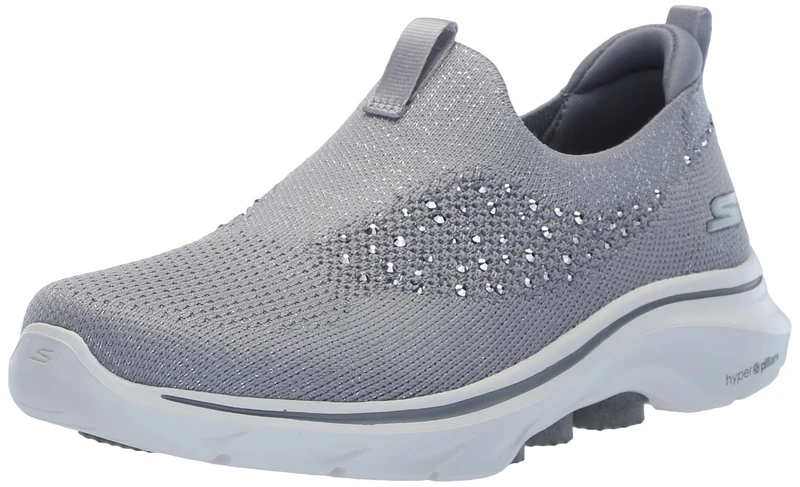 Skechers Women's GO Walk 7 Bling Sneaker, Gray, 5 UK