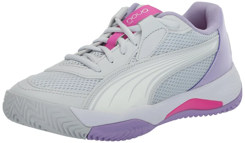 Puma Women's Nova Court Pickleball Shoe Sneaker, Silver Mist White-Vivid Violet, 6.5 UK