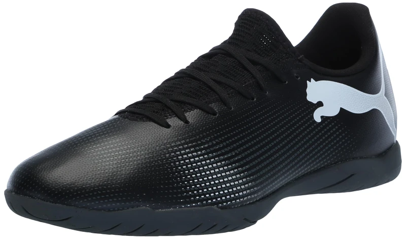 PUMA Men's Future 7 Play Indoor Trainer Soccer Shoes Sneaker, Black/White, 12 UK