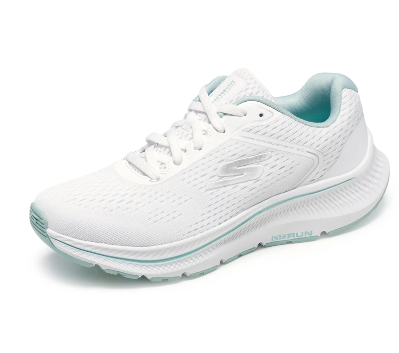 Skechers Women's Go Run Consistent 2.0 Mile Sneaker, White/Mint, 7.5