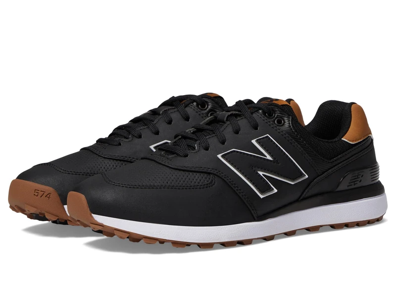 New Balance Men's 574 Greens V2 Golf Shoe, Black/Gum, 10