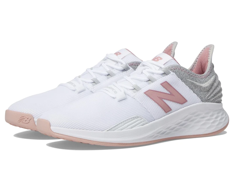New Balance Women's Fresh Foam ROAV V1 Running Shoe, White/Pink, 4 UK