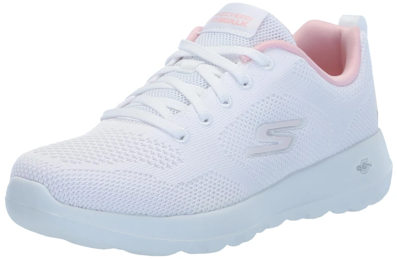 Skechers Women's Go Walk Joy Violet Sneaker, White Pink, 4 UK