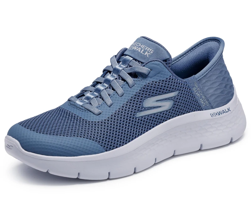 Skechers Women's Go Walk Flex Grand Entry Slip-On Sneakers, Blue Textile/Trim, 7.5 UK