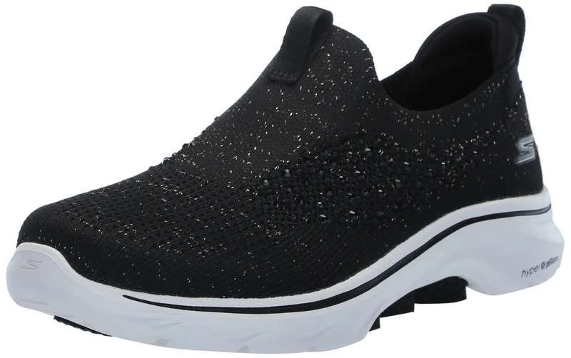 Skechers Women's GO Walk 7 Bling Sneaker, Black, 5.5 UK
