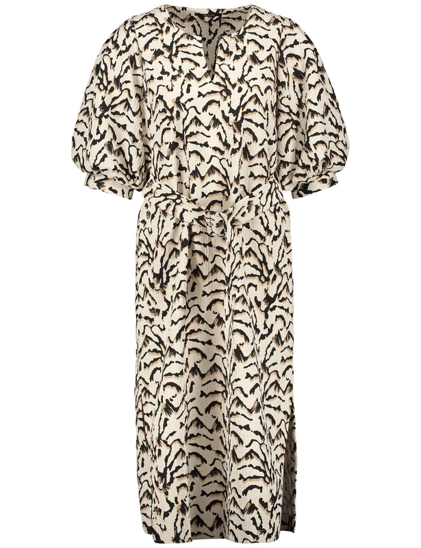 Taifun Women's 580308-11022 Dress, Light Cream Patterned, 18