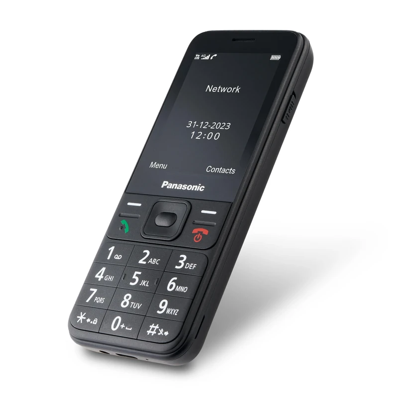 Panasonic KX-TF200EXB Mobile Phone, Dual-Band GSM 900/1800 MHz, 2.4" TFT Colour LCD, 0.3MP Camera, 1000 mAh Li-Ion Battery, Hearing Aid Compatible, Single SIM Card, USB-C cable, Black