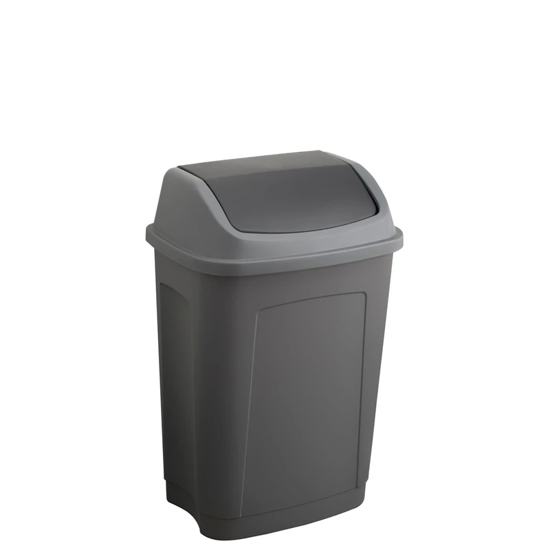 Sundis Swing Bin 25L with Swing Lid Rectangular Recycled Plastic Black and Charcoal for Kitchen, Office, Laundry Room, Garage, Workshop