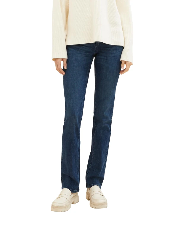 TOM TAILOR Women's Alexa Straight Jeans, 10282 Dark Stone Wash Denim, 31W x 32L