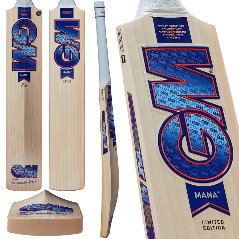 GM | Cricket Bat | Mana 404 | Bleached Grade 3 English Willow | DXM, ToeTek and NOW! | Full Size Short Handle Suitable for Players 175cm / 5' 9" & over | Gunn & Moore