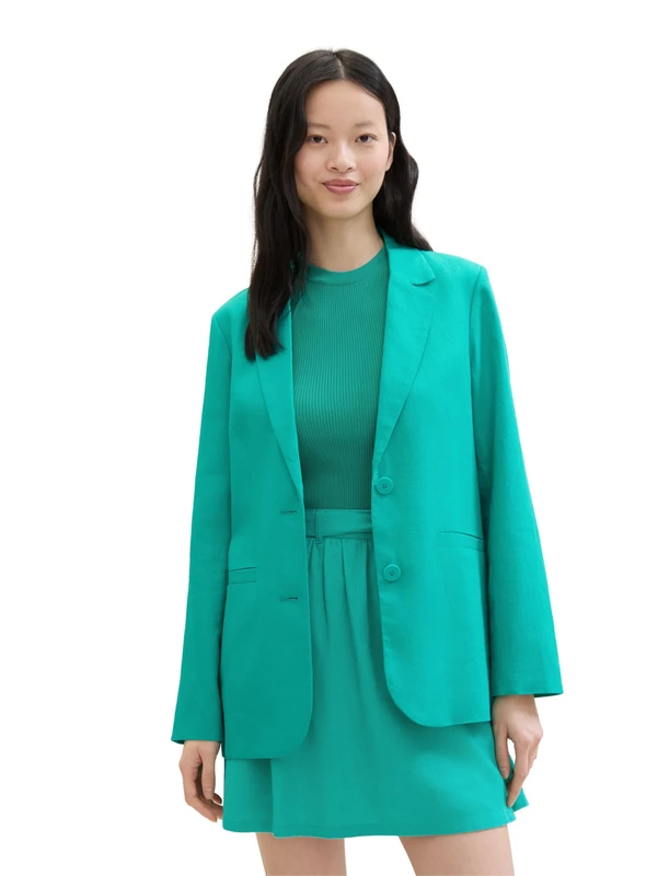 TOM TAILOR Denim Women's Basic Loose Fit Blazer, 35363 - Bright Green, XL