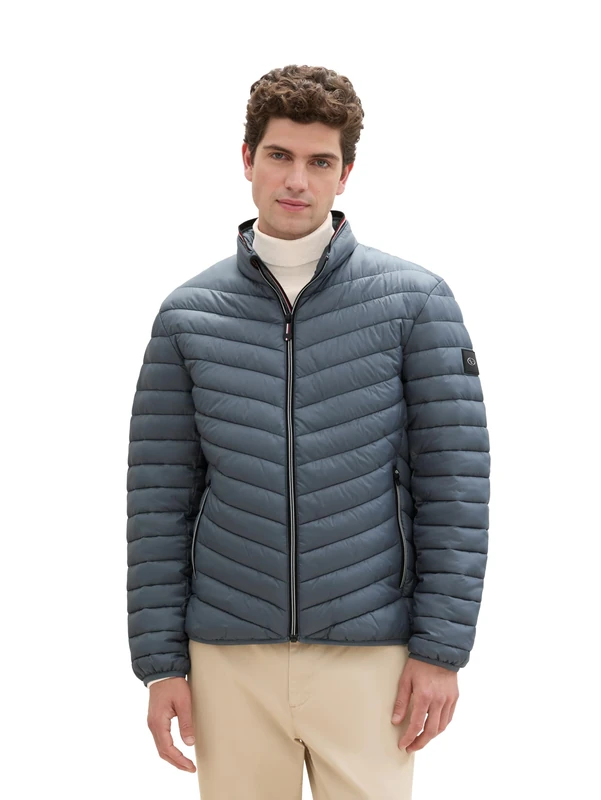 TOM TAILOR Men's Lighweight Quilted Jacket with Stand-Up Collar, 28128 - Stormy Teal, M