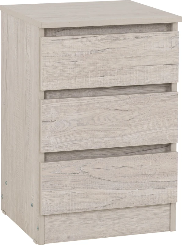 Seconique Malvern 3 Drawer Bedside in Urban Snow