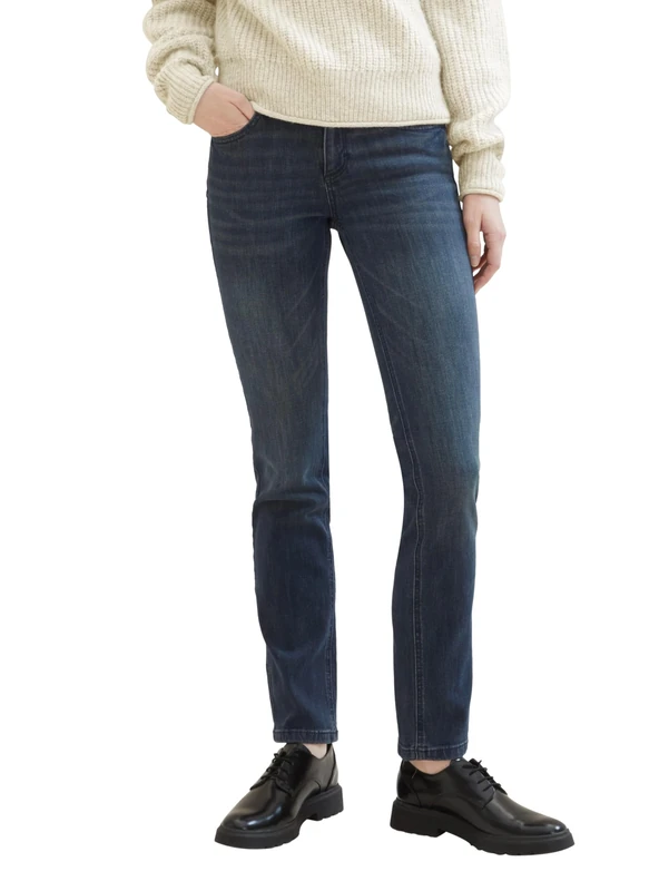 TOM TAILOR Women's Alexa Straight Jeans, 10282 Dark Stone Wash Denim, 30W x 30L - Image 1