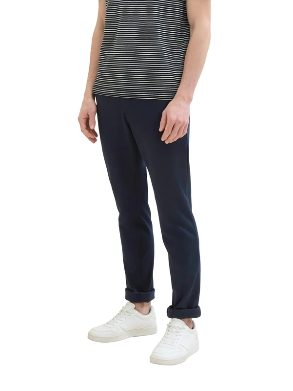 TOM TAILOR Men's Slim Fit Chino Trousers Made of Stretch Pique with Belt, 10668 - Sky Captain Blue, 30 W/32 L