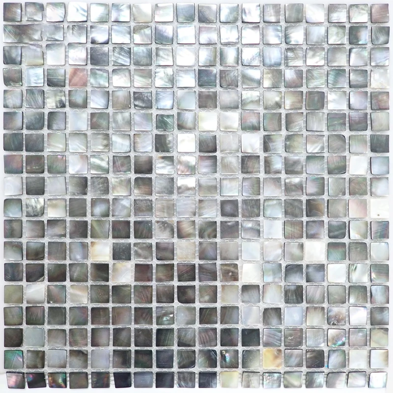 Incudo Black Mother of Pearl Square Mosaic Tile - 300x300mm, Mesh Backing