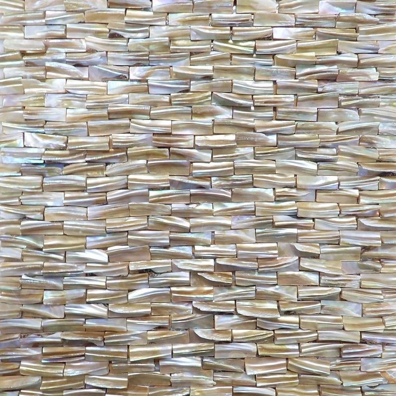 Incudo Natural Mother of Pearl Ridged Mosaic Tiles - 300x300mm, Pack of 4, Mesh Backing