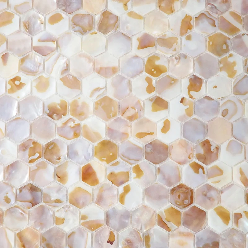 Incudo Natural Mother of Pearl Hexagon Mosaic Tiles - 285x295mm, Pack of 4, Mesh Backing
