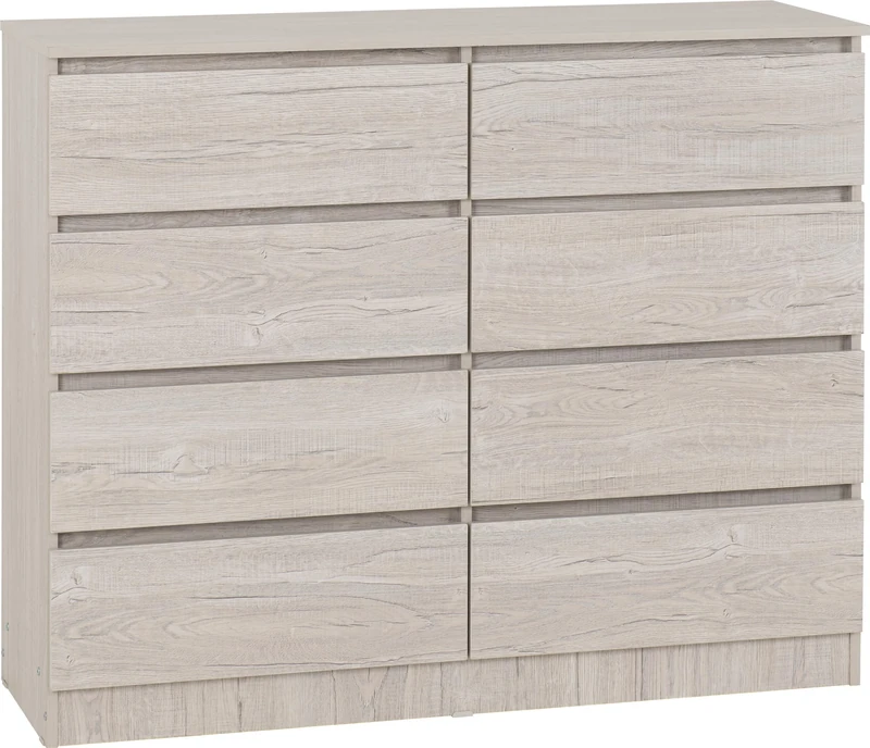 Seconique Malvern 8 Drawer Chest in Urban Snow