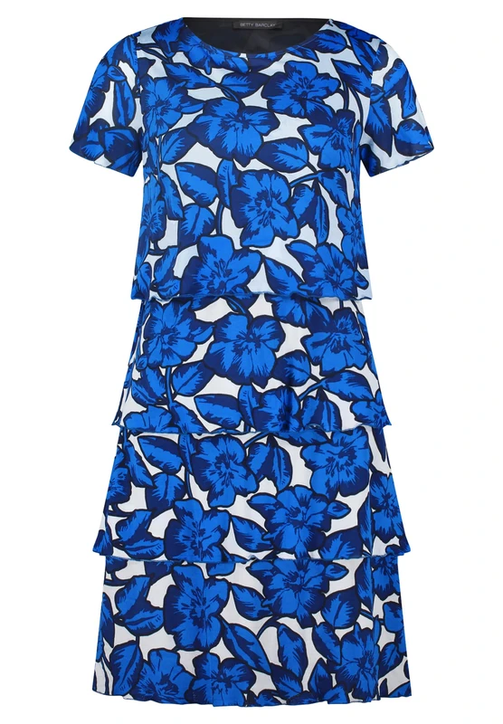 Betty Barclay Women's Cap Sleeve Tiered Dress, Blue/White, 14