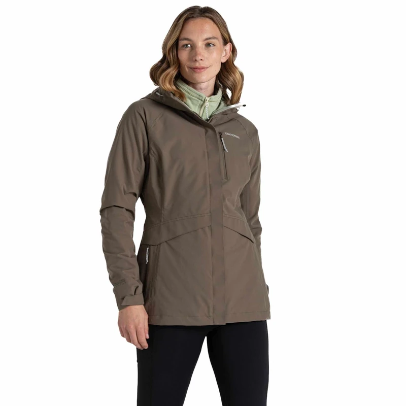 Craghoppers Womens Caldbeck Waterproof Jacket With Hood, Wild Olive, 20 EU