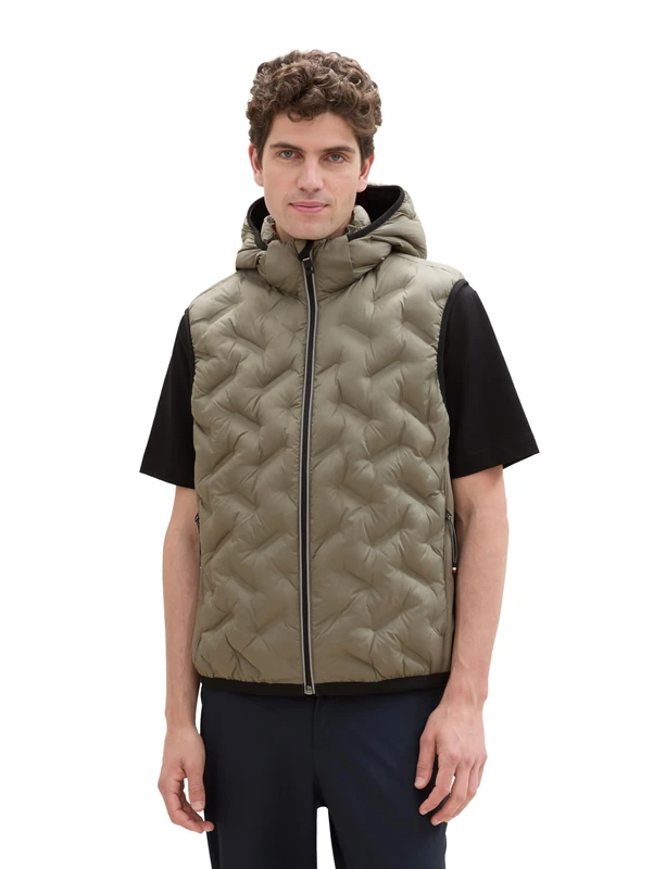 TOM TAILOR Men's 1041313 Vest, 32097-Smokey Olive Green, S