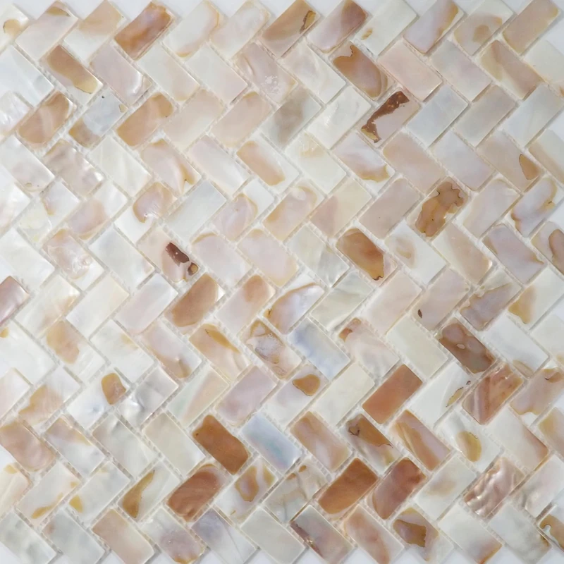 Incudo Natural Mother of Pearl Herringbone Mosaic Tiles - 270x287mm, Pack of 4, Mesh Backing
