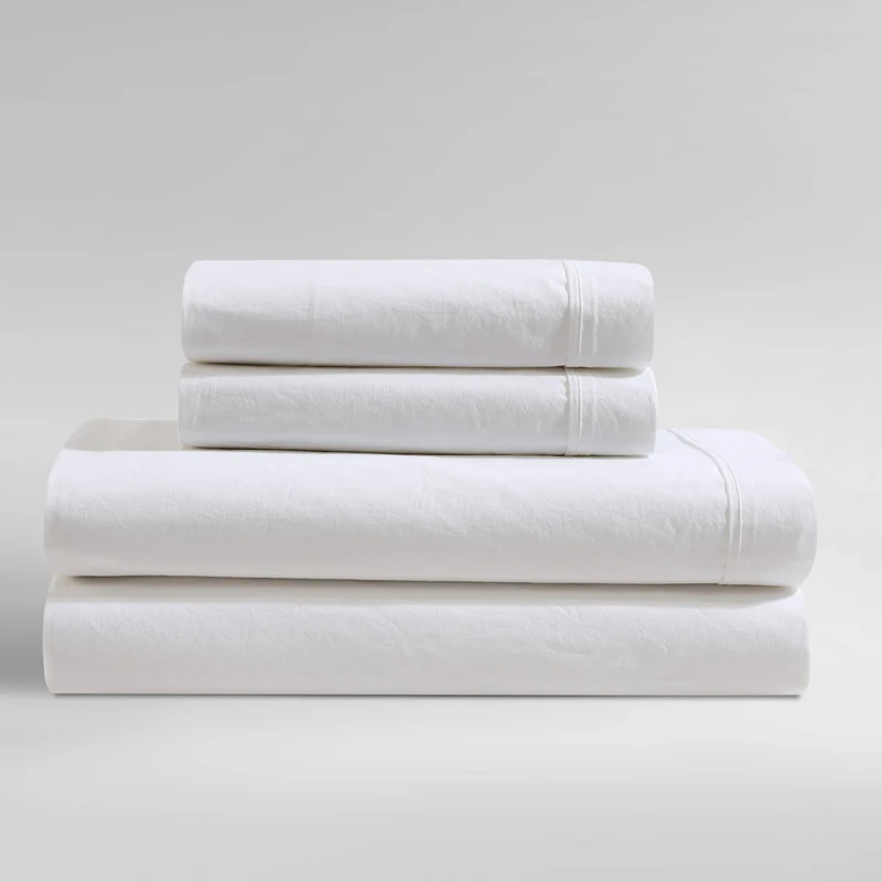 Calvin Klein - King Bed Sheets, Relaxed Garment Washed Cotton Percale Bedding Set with Matching Pillowcases, Deep Pockets, Oeko-TEX Certified (Washed Percale White, King)