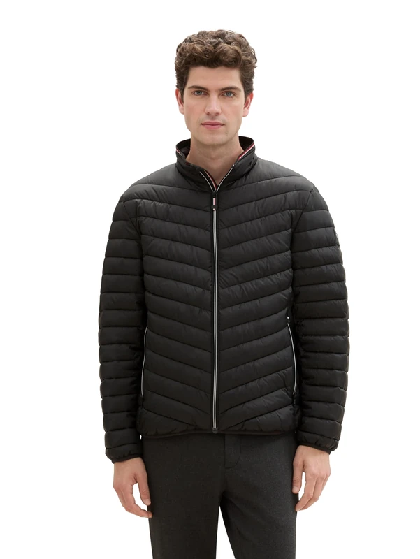 TOM TAILOR Men's Lighweight Quilted Jacket with Stand-Up Collar, 29999 - Black, S