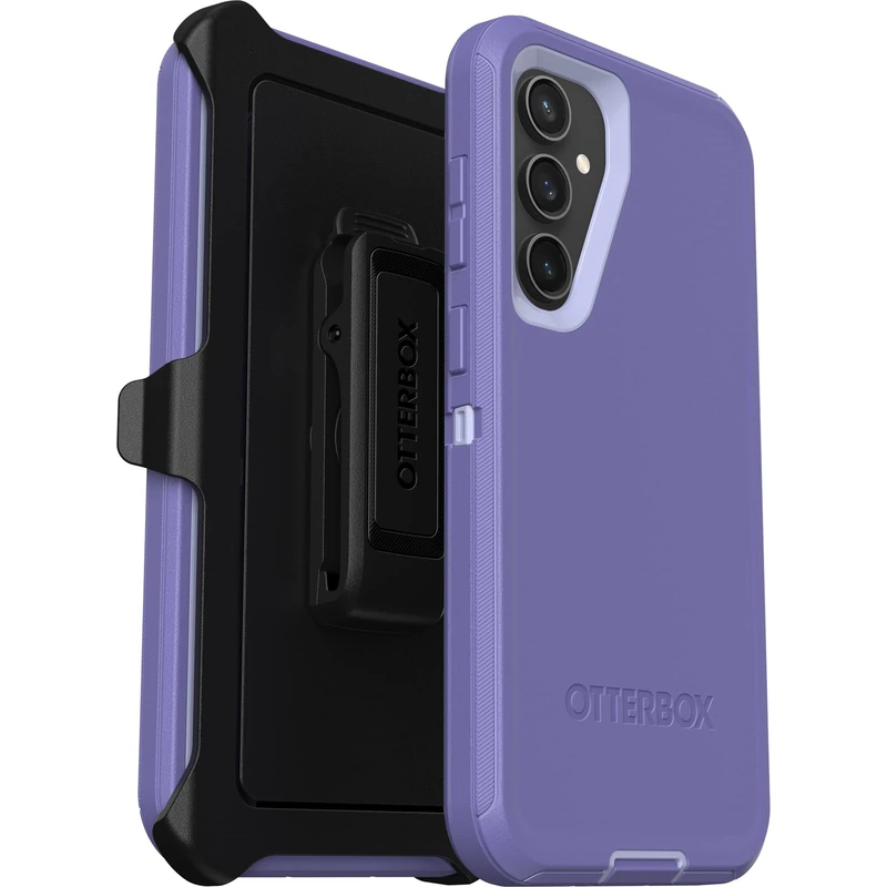 OtterBox Galaxy S23 FE Defender Series Case - MOUNTAIN MAGESTY (Purple), rugged & durable, with port protection, includes holster clip kickstand