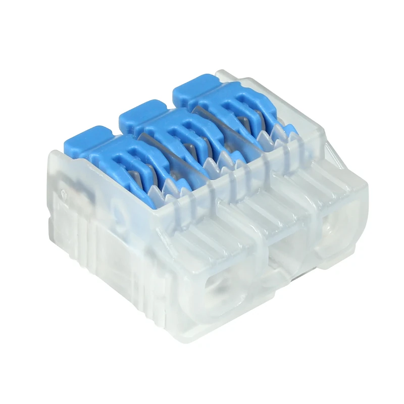 Ideal Electrical in-Sure Lever Wire Connector,12 AWG, 3-Port (30-35L23J), Jar of 350—Compact Releasable Connectors for Solid and Stranded Wires