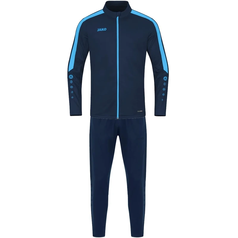 JAKO Men's Polyester Power Tracksuit, Navy/Sky Blue, XL