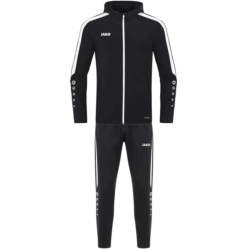 JAKO Men's Polyester Power Tracksuit with Hood, Black, 4XL