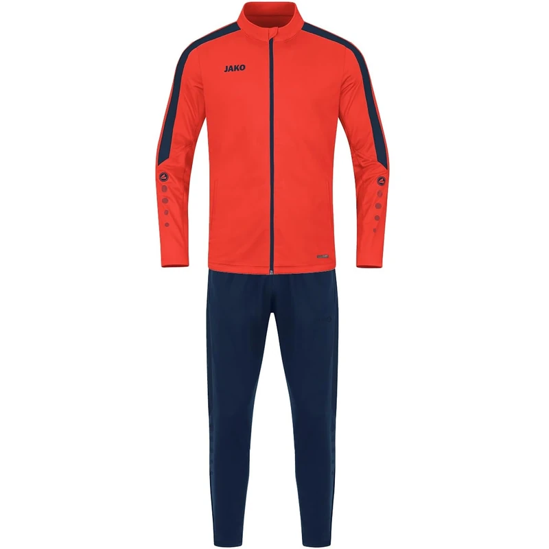 JAKO Men's Polyester Power Tracksuit, Flame/Navy, M