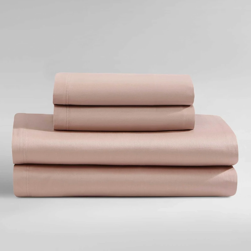 Calvin Klein - King Bed Sheets, 100% Organic Cotton Sateen Bedding Set with Deep Pockets, 300-Thread Count Silky Bedding Essentials (Organic Earth Clay Pink, King)