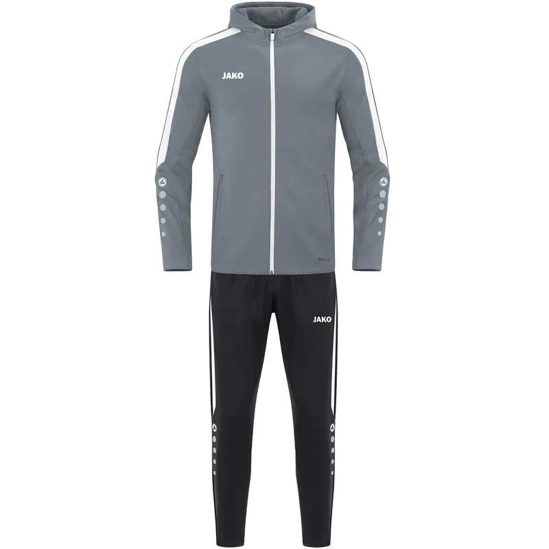 JAKO Men's Polyester Power Tracksuit with Hood, Stone Grey, S