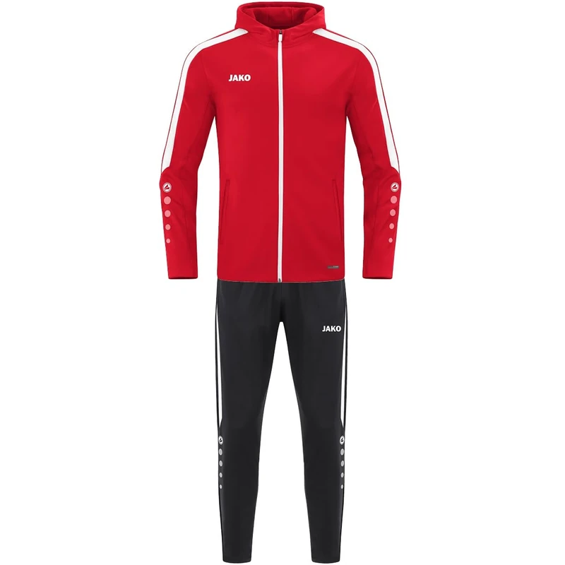 JAKO Trainingsanzug Polyester Power mit Kapuze Tracksuit, red, L