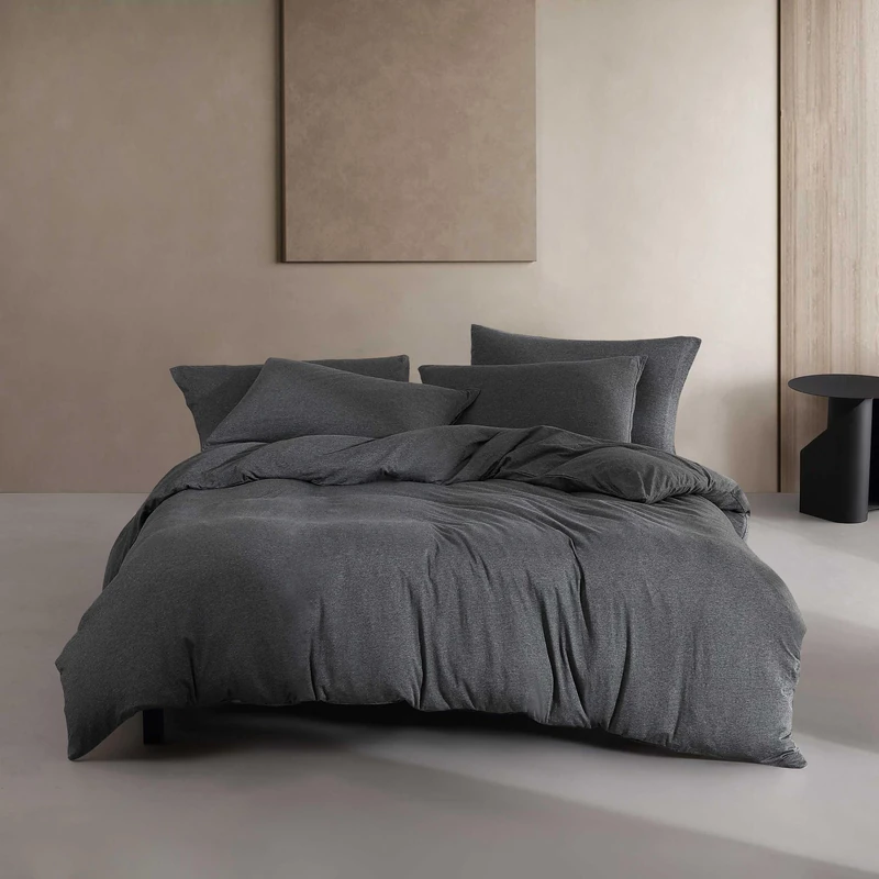 Calvin Klein - King Duvet Cover Set, Luxuriously Soft Home Decor, Modern Cotton Melange Jersey Bedding (Gunmetal Grey Heather, King) - Image 1