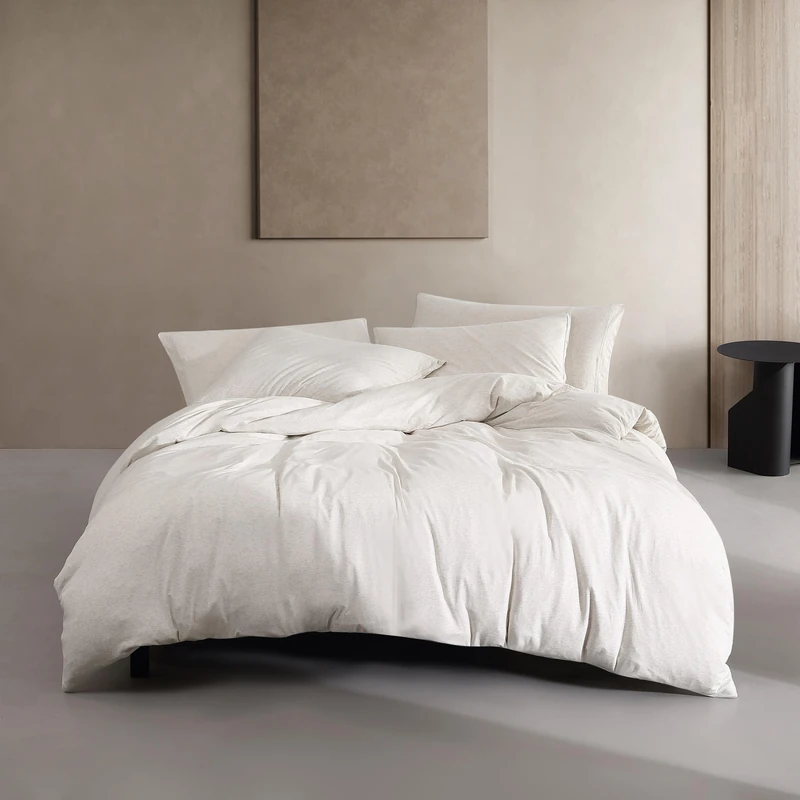 Calvin Klein - King Duvet Cover Set, Luxuriously Soft Home Decor, Modern Cotton Melange Jersey Bedding (Ivory Grey Heather, King) - Image 1