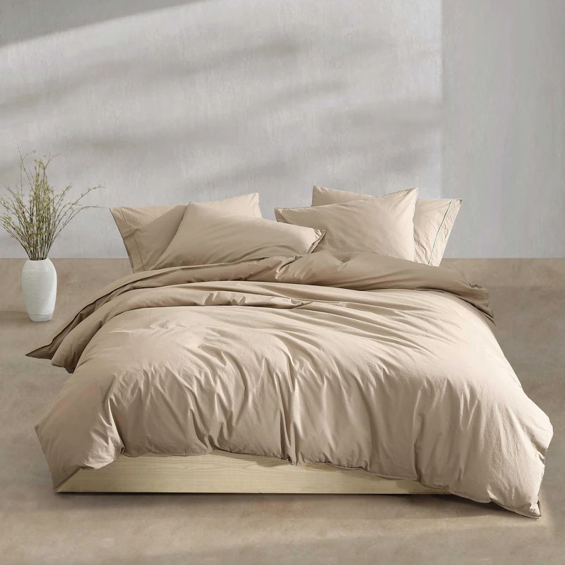 Calvin Klein - King Duvet Cover Set, Modern Cotton Washed Percale Bedding with Matching Shams, Cozy Home Decor, Oeko-Tex Certified (Washed Percale Camel Brown, King) - Image 1