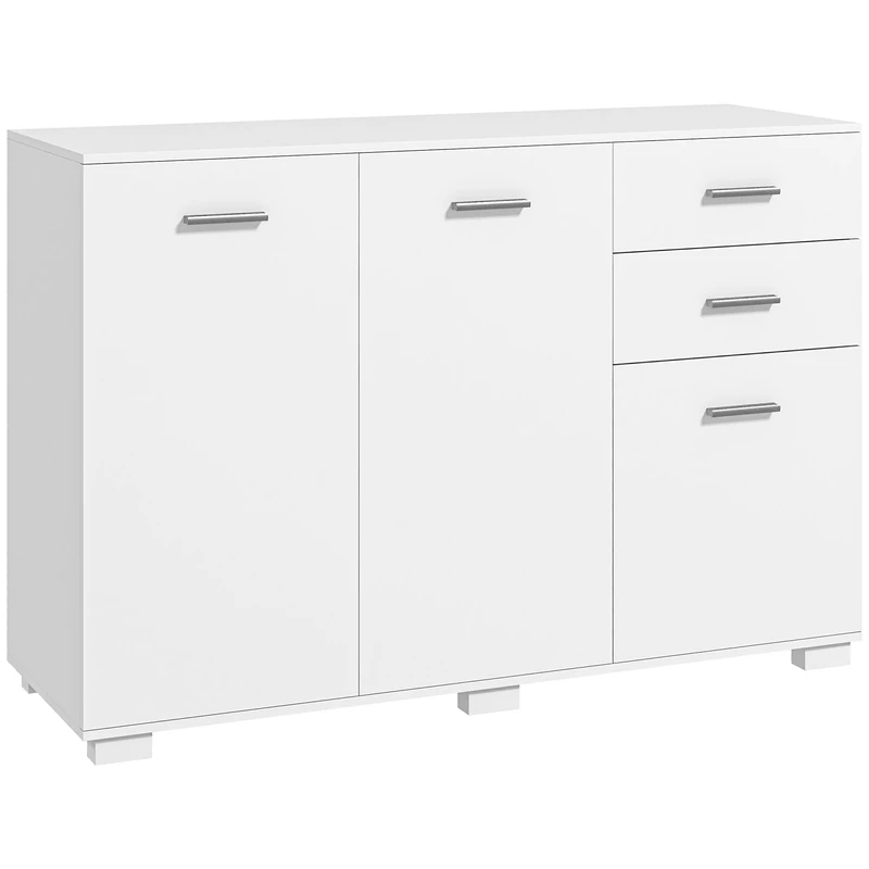 HOMCOM Modern Sideboard Kitchen Storage Cabinet with 2 Drawers and Shelves