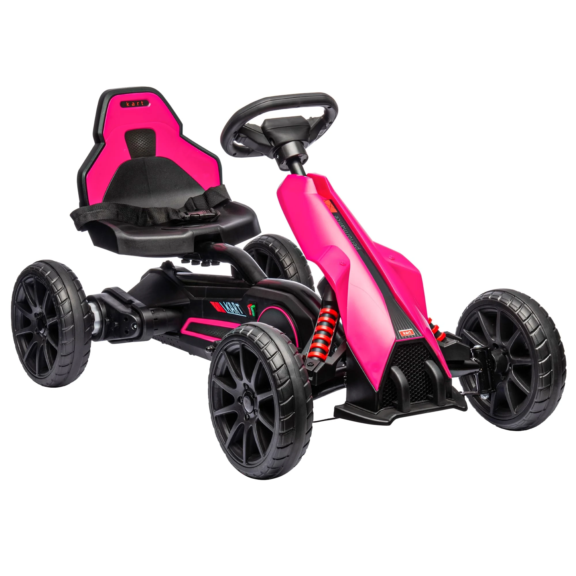 HOMCOM Electric Go Kart for Kids, 12V Battery Powered Drift Kart with Dual Speed, Forward and Reverse, Safety Belt for Boys and Girls, Ages 3-8 Years, Pink