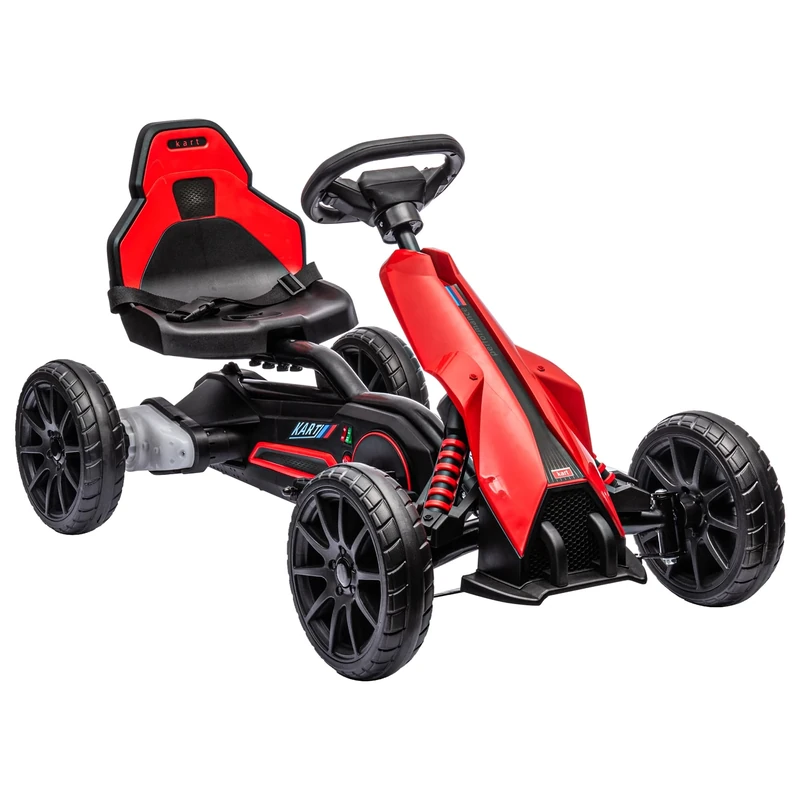 HOMCOM Electric Go Kart for Kids, 12V Battery Powered Drift Kart with Dual Speed, Forward and Reverse, Safety Belt for Boys and Girls, Ages 3-8 Years, Red