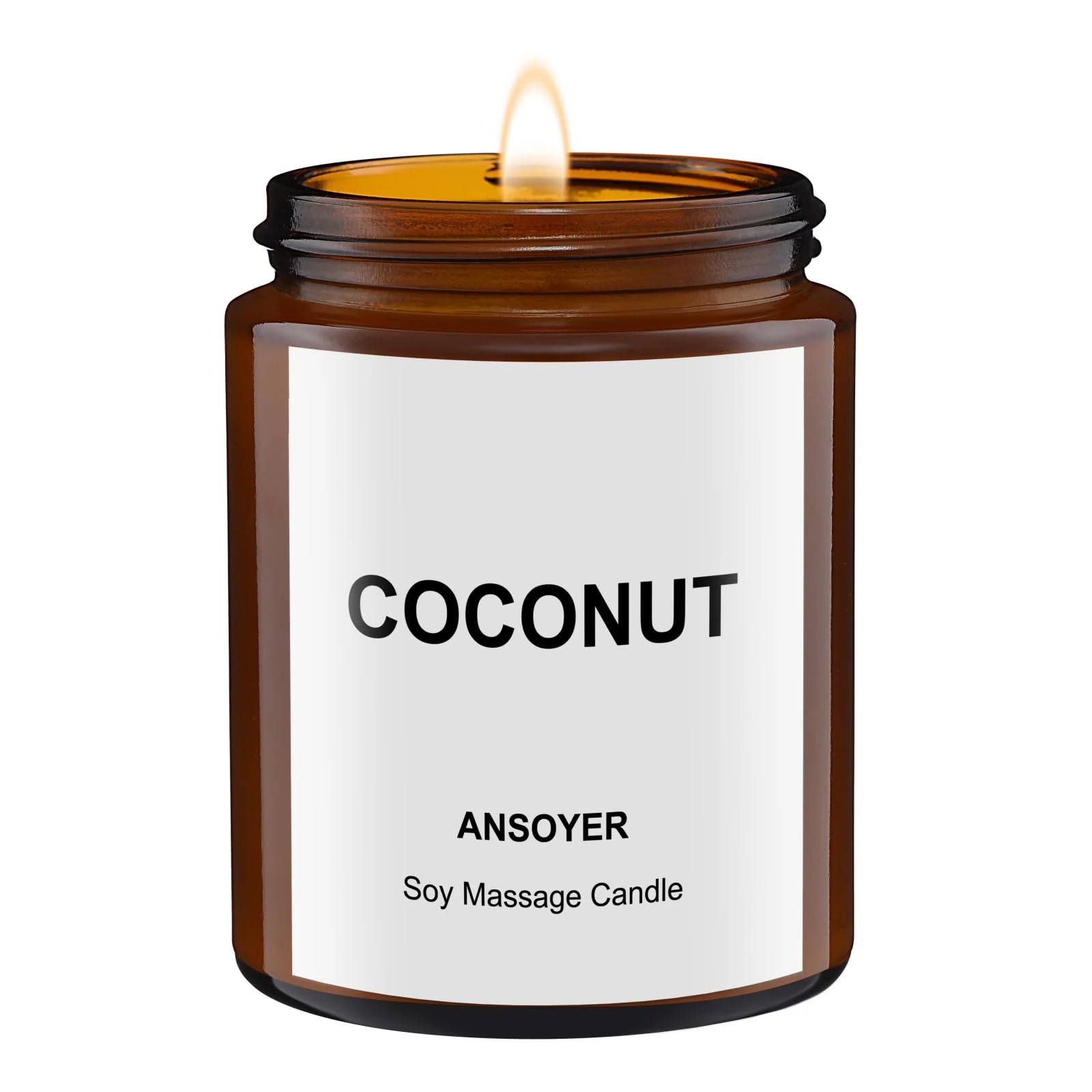 ANSOYER Massage Oil Candle, Romantic Gift SPA Use Home Scented Candle Body Oil, Ultra Hydrating Body Care with Soybean Oil | 4.5oz (Coconut)