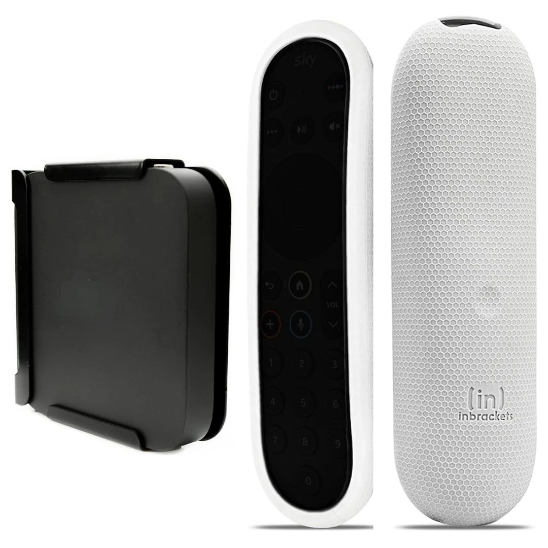 Inbrackets Sky Stream Puck Box Wall Mount | Multi-Direction Bracket | Easy Screwless Quick Install | UK Made (Wall Mount & Grey Remote Cover)