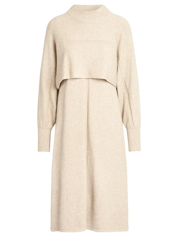 APART Fashion Women's 2-in-1 Knitted Dress, Beige, M - Image 1