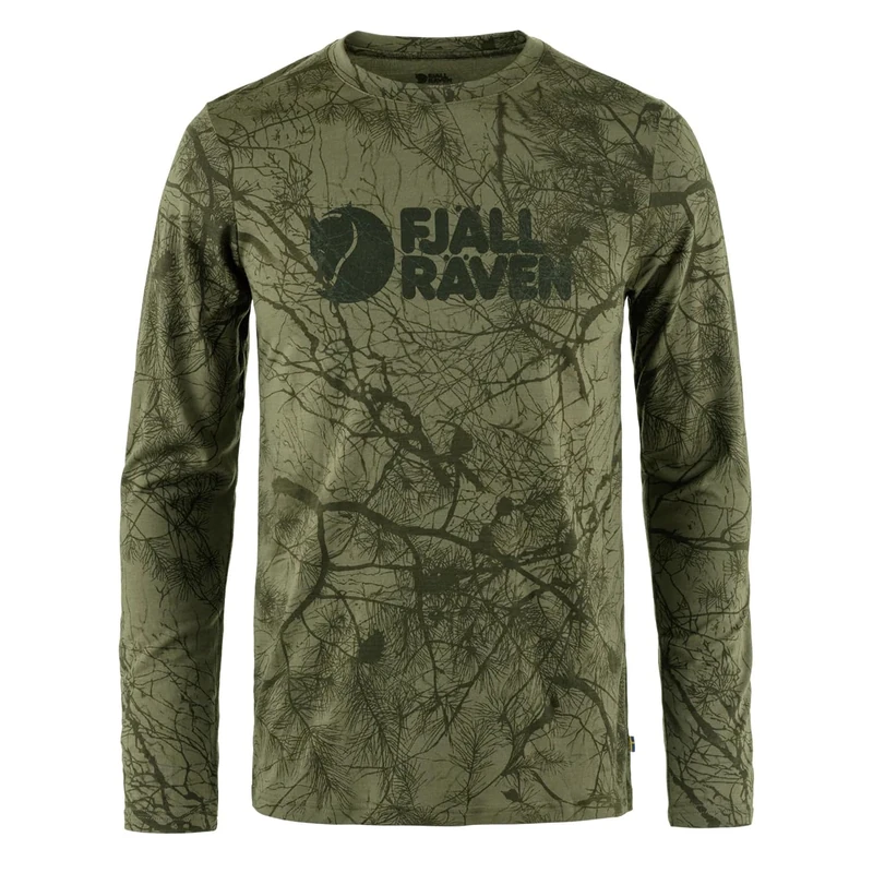 Fjallraven 86673-626 Värmland Wool LS M Sweatshirt Men's Green Camo Size L