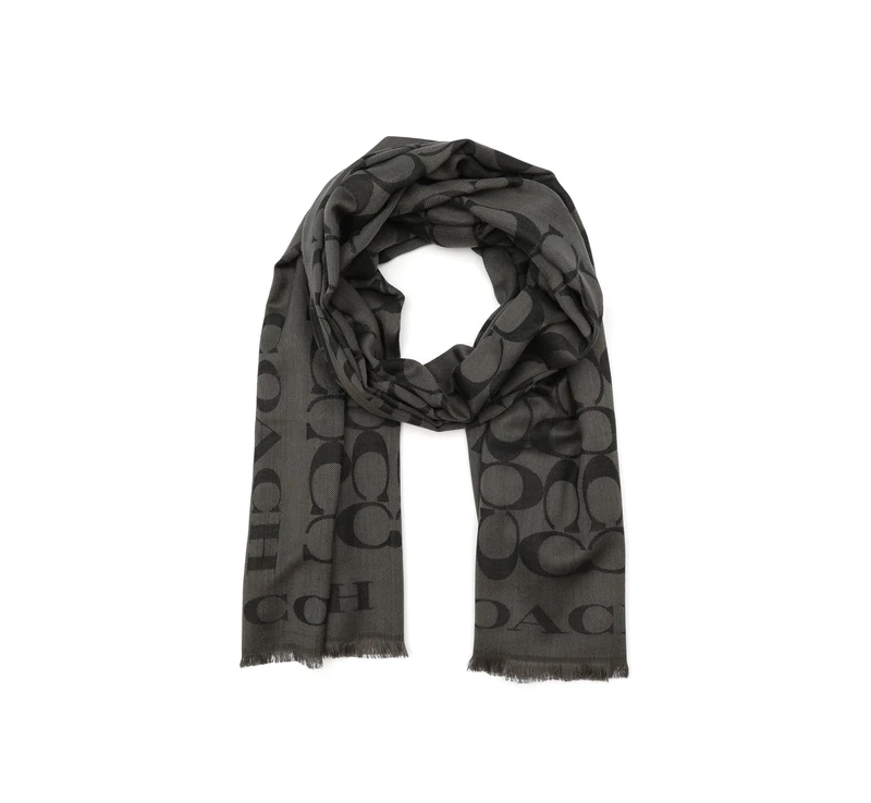 COACH womens Signature C Border Stole, Black, One Size