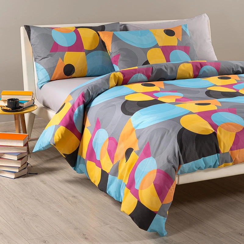 Caleffi - Cotton Double Duvet Cover Set with Double Duvet Cover 255 x 200 cm with Flap 40 cm + 2 Pillow Cases for Bed 50 x 80 cm, Soft Durable and Washable Double Duvet Cover Set