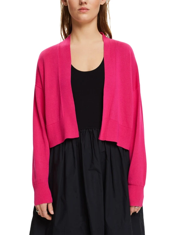 ESPRIT Women's 044ee1i316 Cardigan Sweater, Pink Fuchsia, M